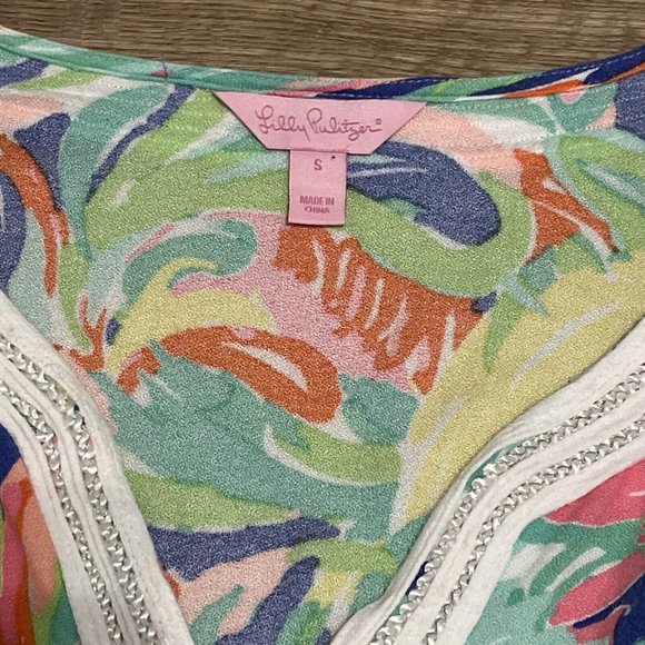 Lilly Pulitzer Harlow Tunic Dress SZ Small Casa Banana Tropical Floral Rayon - Picture 5 of 11